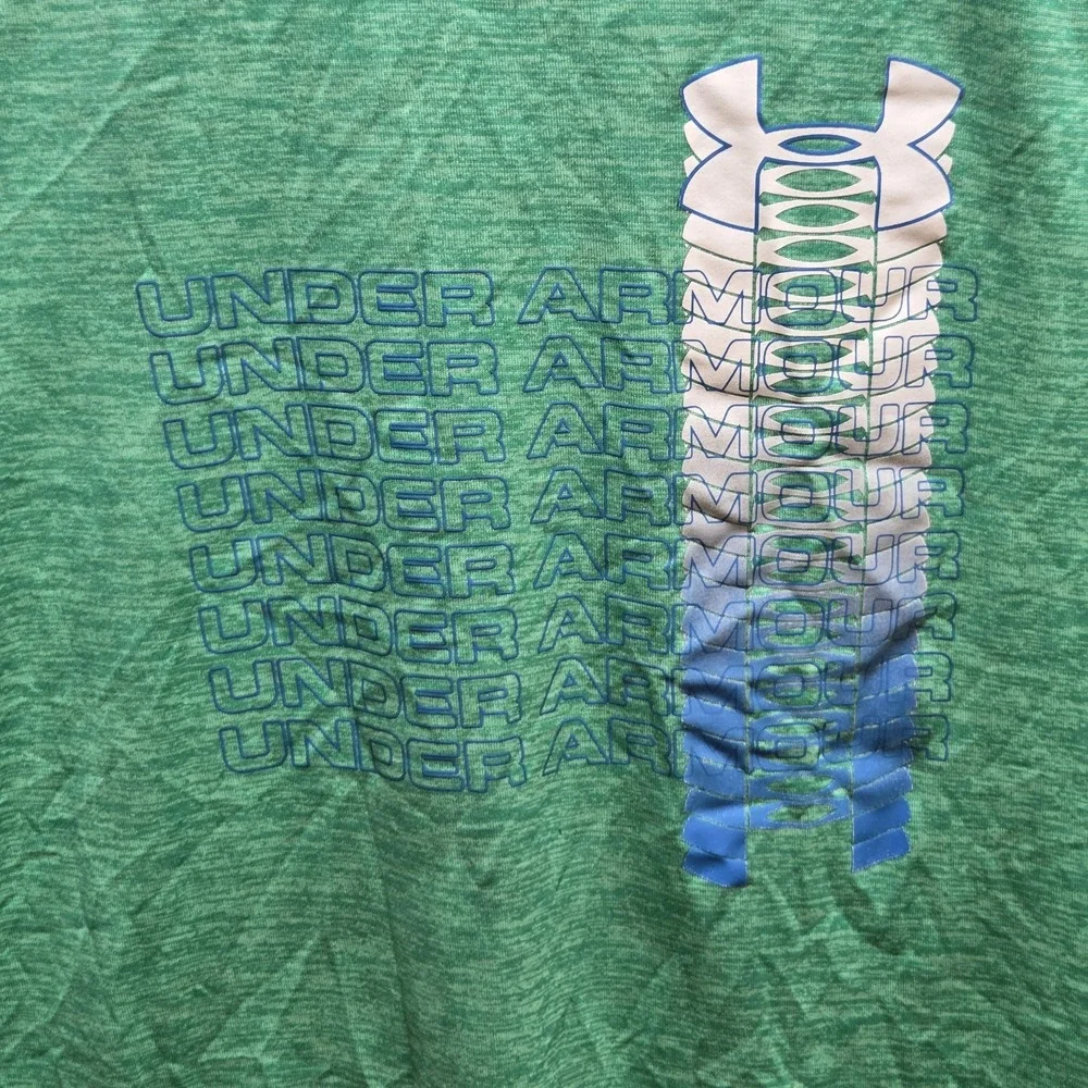 Under Armour Shirt Youth XL Green‎ HeatGear Loose Fit Graphic Short Sleeve Gym